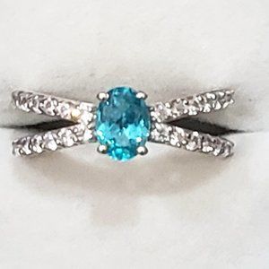 SOLD!  Paraiba Apatite & Zircon open space ring 1.65 cts